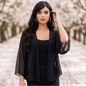 Elegant Black Silk Sheer open top